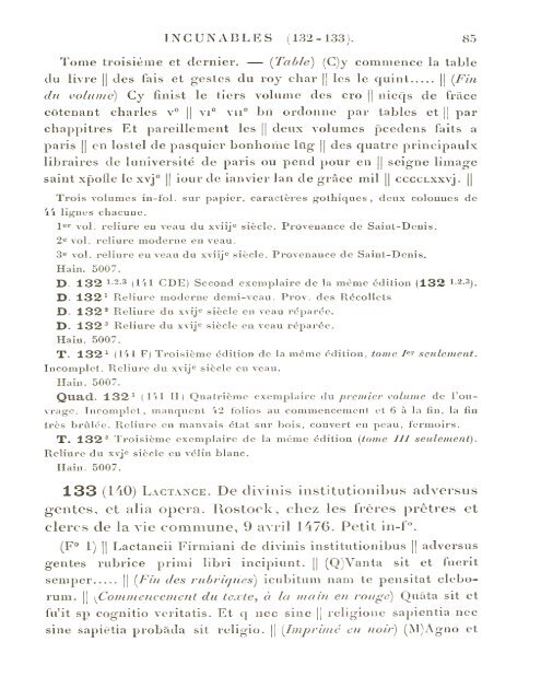 CATALOGUE DES INCUNABLES DE LA BIBLIOTHÈQUE MAZARINE