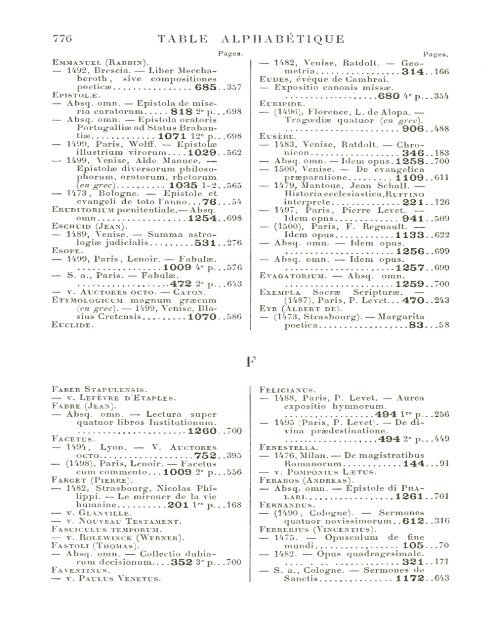 CATALOGUE DES INCUNABLES DE LA BIBLIOTHÈQUE MAZARINE