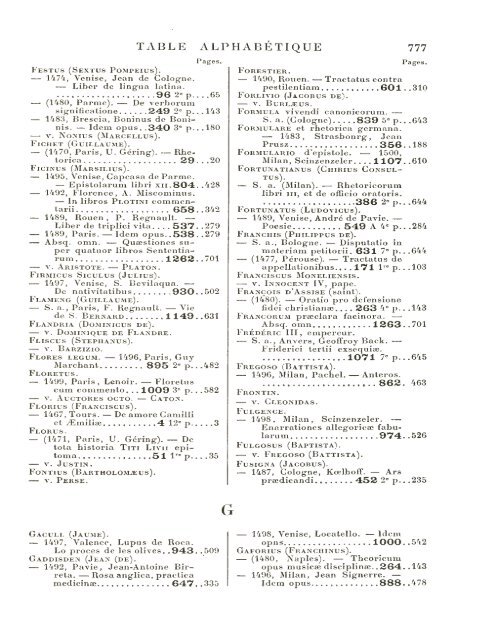 CATALOGUE DES INCUNABLES DE LA BIBLIOTHÈQUE MAZARINE