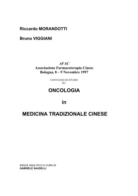 Farmacoterapia dei tumori (R. Morandotti e B ... - Alberto Lomuscio