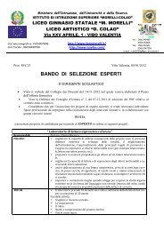 BANDO DI SELEZIONE ESPERTI - Liceomorelli.It