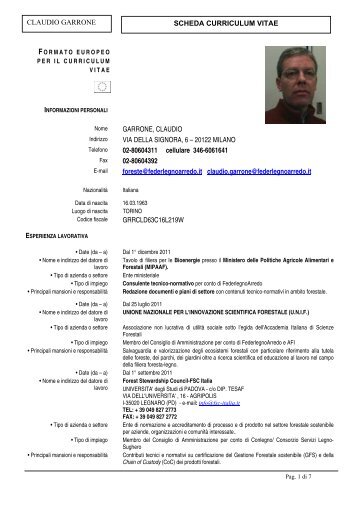 SCHEDA CURRICULUM VITAE CLAUDIO GARRONE Nome ...