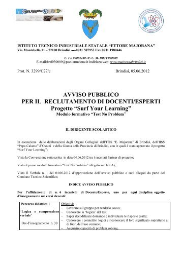 Avviso per gli esperti .pdf - Ettore Majorana