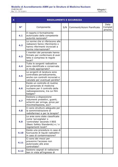 Check list di valutazione della conformità - AIMN