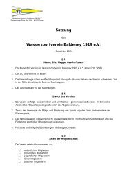 Satzung Wassersportverein Baldeney 1919 e.V. - WSB 1919