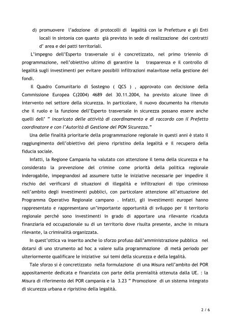 Esperto trasversale per la sicurezza e la legalità Relazione attività ...