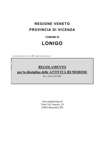 Scarica il regolamento in formato PDF - Comune di Lonigo