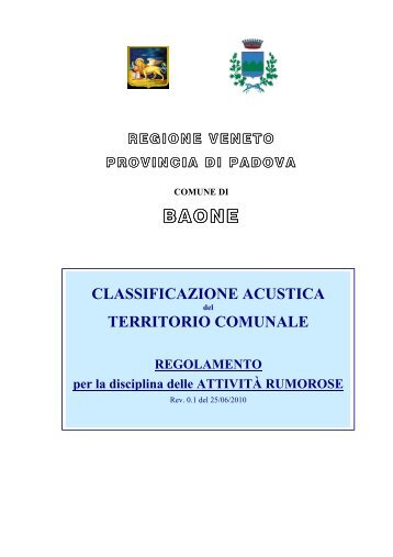 Regolamento comunale Baone rev 0.1 - Provincia di Padova