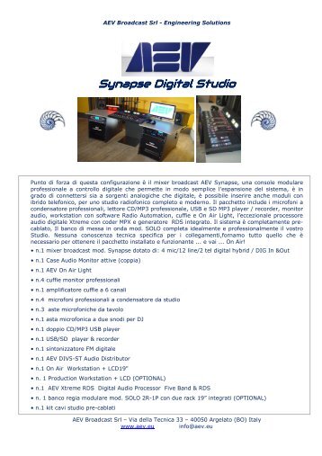 Synapse Digital Studio brochure ita - AEV | Broadcast