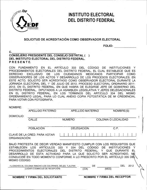 Convocatoria - Instituto Electoral del Distrito Federal