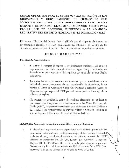 Convocatoria - Instituto Electoral del Distrito Federal