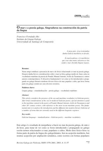 O mar e a poesía galega. Singraduras na construcción da patria da ...