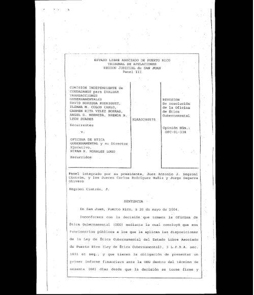 Notificación de sentencia caso blue ribbon - Oficina del Contralor