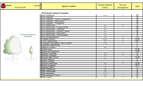 SCHEDA TECNICA Portamento degli alberi - Piante Mati