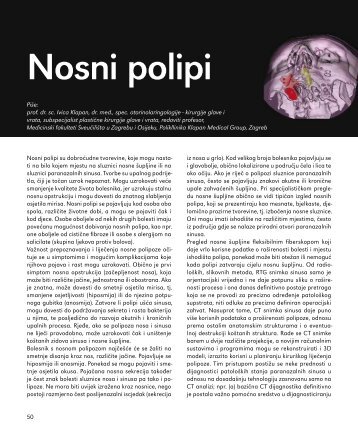 Nosni polipi - Poliklinika Klapan Medical Group