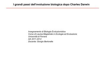 I grandi passi della teoria dell'evoluzione dopo Darwin - Docenti Unife