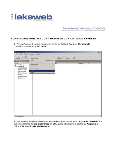 configurazione account di posta con outlook express - Lake Web