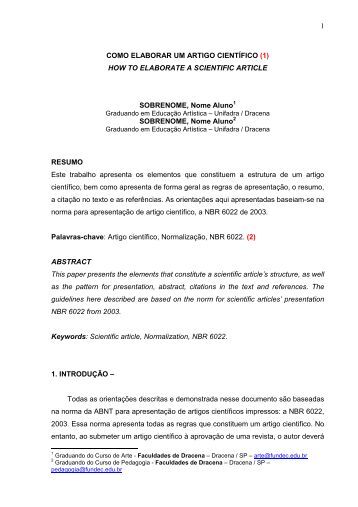 Como montar artigo cientifico