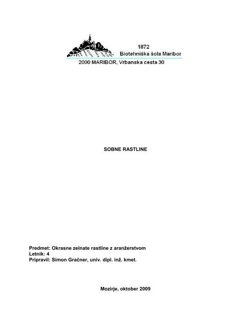 SOBNE RASTLINE OKRASNE V LISTJU - Arnes
