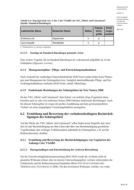 Anlage 8 FFH-Verträglichkeit - Wasser- und Schifffahrtsdirektion ...