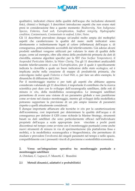 Rapporto finale - Metodologie di Monitoraggio dell ... - Momar