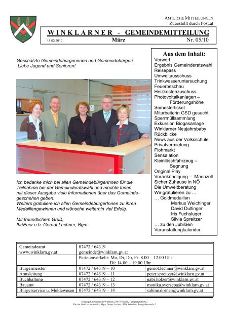 W I N K L A R N E R   - GEMEINDEMITTEILUNG - Gemeinde Winklarn