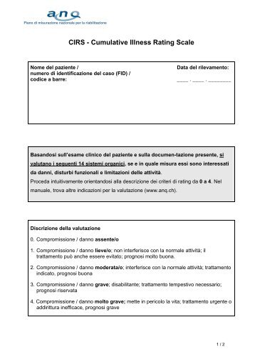 CIRS - Cumulative Illness Rating Scale - ANQ