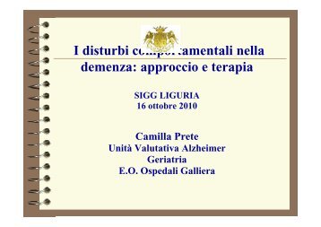 I disturbi comportamentali nella demenza - ASL n. 4 Chiavarese