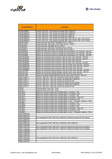 Lista IC Allen Bradley - Cyberall Group