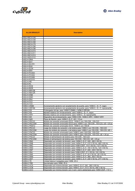 Lista IC Allen Bradley - Cyberall Group