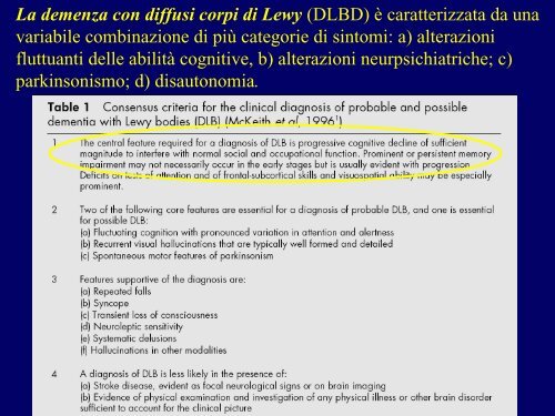 Demenze temporali - Demenza a corpi di Lewy - E-learning