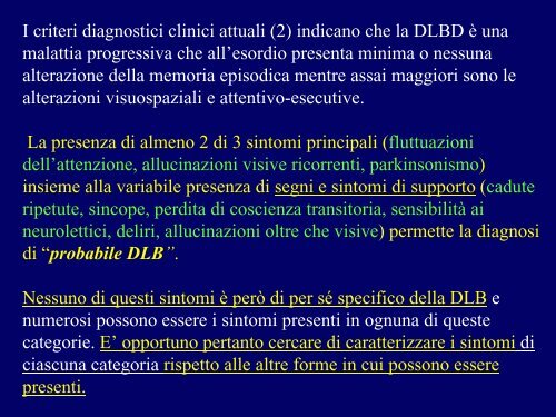 Demenze temporali - Demenza a corpi di Lewy - E-learning