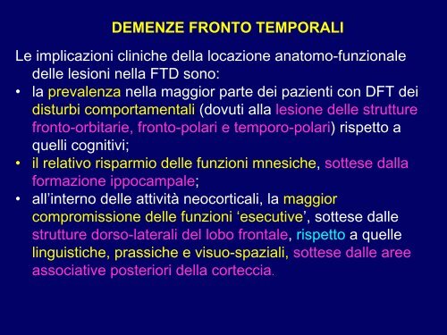 Demenze temporali - Demenza a corpi di Lewy - E-learning