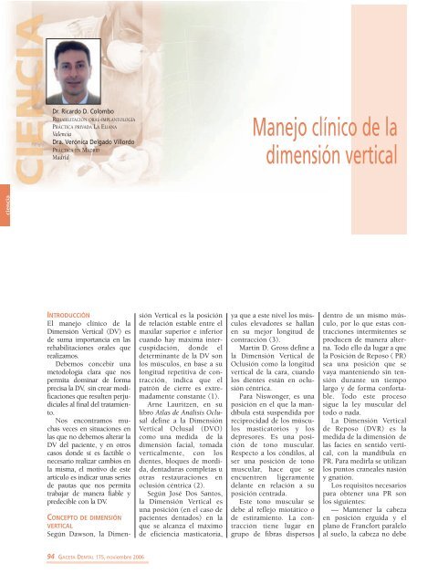 Manejo clínico de la dimensión vertical - Gaceta Dental