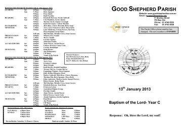 January 12 - Good Shepherd Catholic Parish Mt Isa
