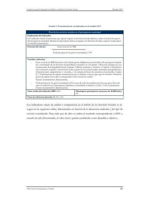 Informe sobre cuadros de mando de indicadores de calidad en el ...