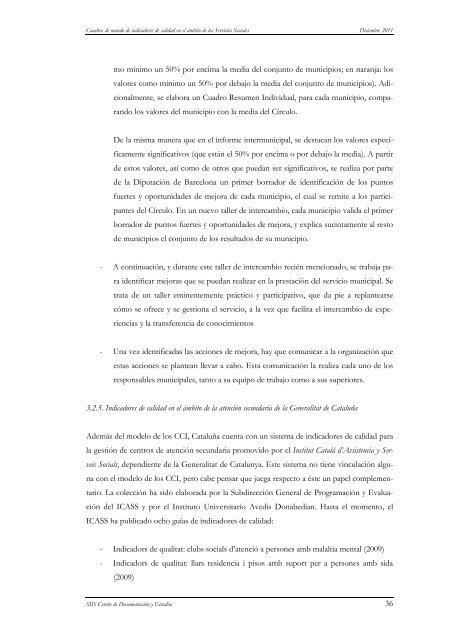 Informe sobre cuadros de mando de indicadores de calidad en el ...