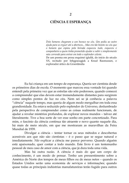 Carl Sagan, em "O mundo assombrado pelos demônios - Interessante