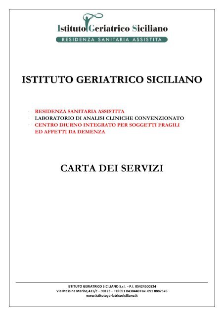 ISTITUTO GERIATRICO SICILIANO CARTA DEI SERVIZI