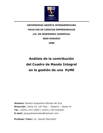 Análisis de la contribución del Cuadro de Mando Integral ... - Vaneduc