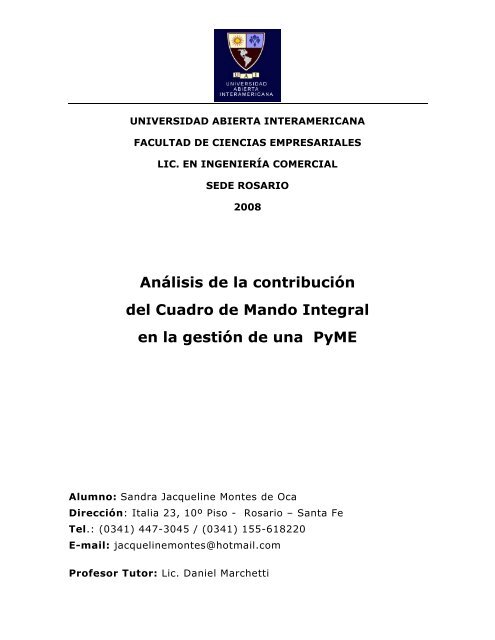 Análisis de la contribución del Cuadro de Mando Integral ... - Vaneduc