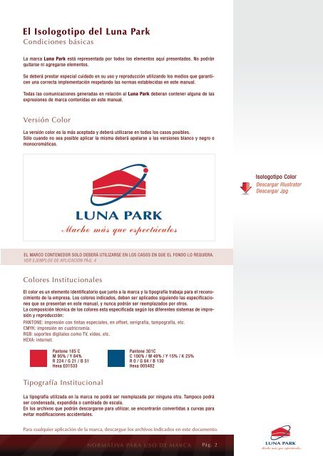 Luna Park - Normativa de Marca con descarga de logotipos online.