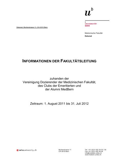 Jahresinformation 2011-2012 (pdf, 203KB) - Medizinische Fakultät ...