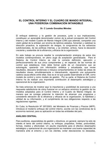 el control interno y el cuadro de mando integral, una ... - Nodo 50