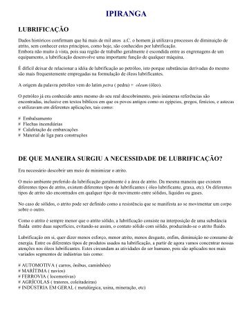 CARTILHA LUBRIFICAÇÃO - YPIRANGA - 165 kb - pdf.