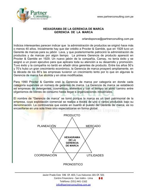 HEXAGRAMA DE LA GERENCIA DE MARCA ... - PartnerConsulting