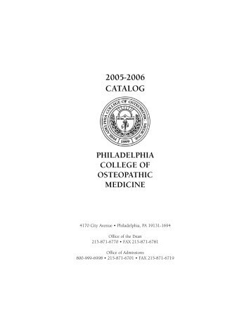 Catalog 2005 - 06 Phila - Philadelphia College of Osteopathic ...