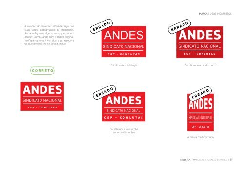 Manual de aplicação de marca ANDES-SN