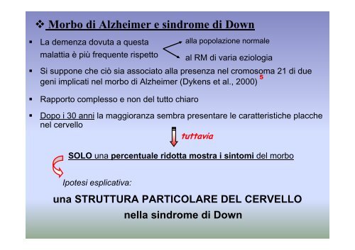 Rischi psicopatologici - Sindrome di Down