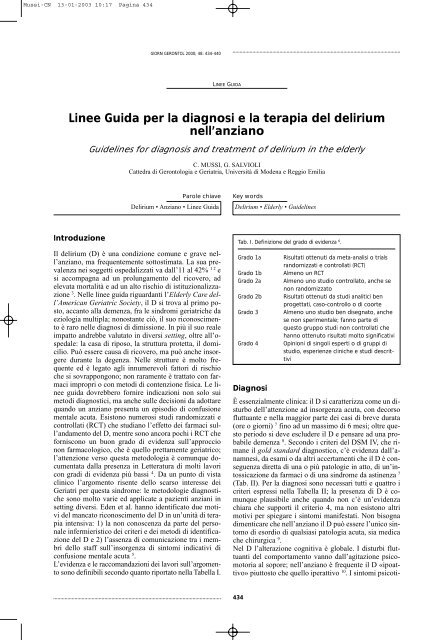 Linee Guida per la diagnosi e la terapia del delirium ... - SureHealth